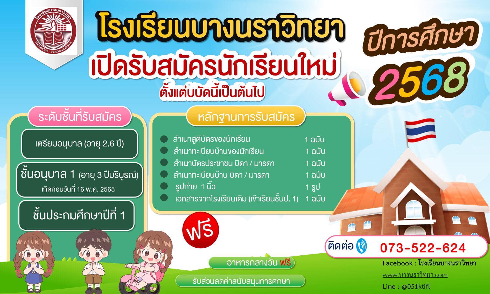 รับสมัครนักเรียนใหม่ปีการศึกษา 2568